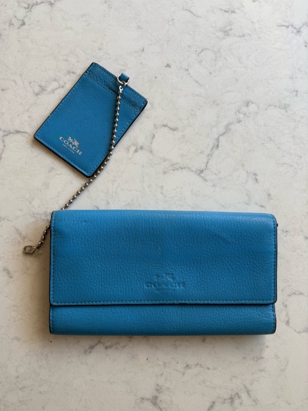 Vintage Coach Blue Leather Women's Wallet